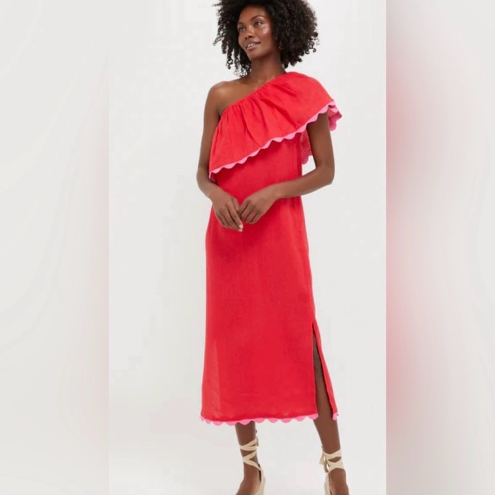 NWT Tuckernuck Amalfi Hibiscus Red One-Shoulder Red Dress